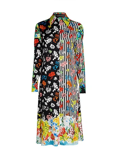 Versace Mix Print Shirtdress In Multi