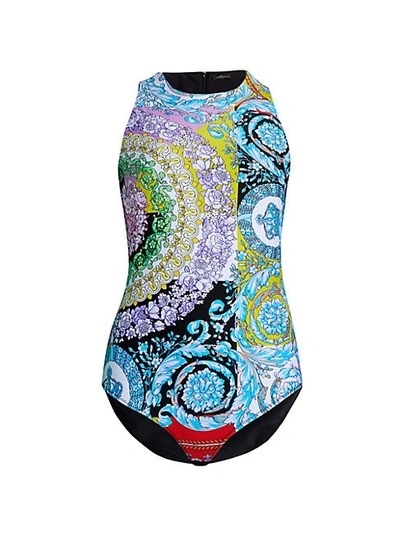 Versace Print Sleeveless Bodysuit In Multi