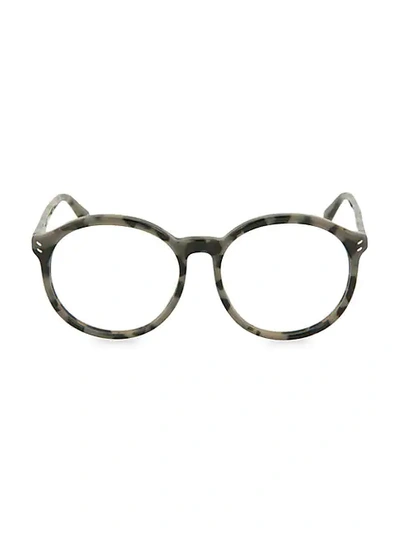 Stella Mccartney 54mm Round Core Optical Glasses In Havana Green Gunmetal