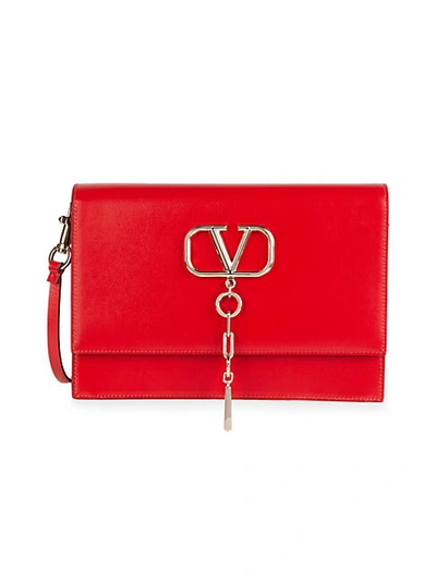 Valentino Garavani Vchain Leather Crossbody In Red