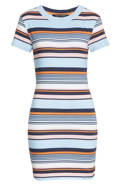 French Connection Byatt Striped Bodycon T-shirt Dress In Utility Blue Multi