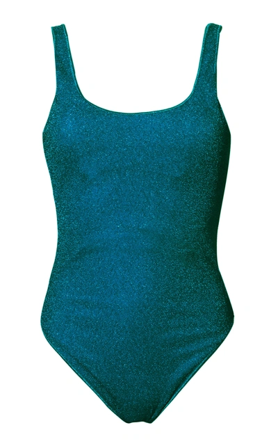 Oseree Women's Sporty Stretch-lurex Swimsuit In Black,blue