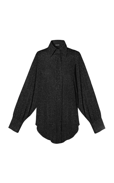 Oseree Stretch-lurex Shirt In Black