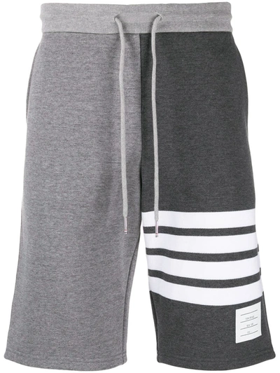Thom Browne 4-bar Stripe Tonal Track Shorts In Grey