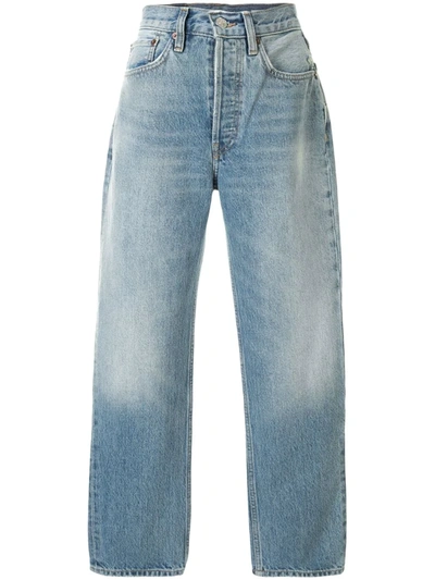 Re/done High-rise Straight Jeans In Blue