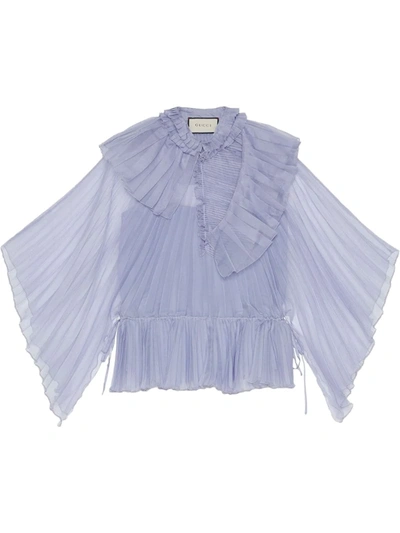 Gucci Ruffled Collar Pleated Blouse In Purple