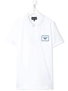 Emporio Armani Kids' Logo Patch Polo Shirt In White