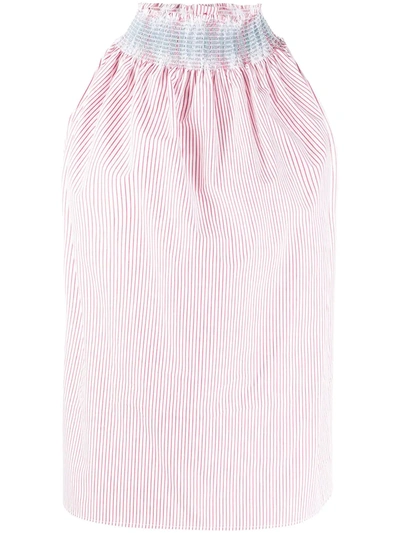 Jejia Smocked-neck Sleeveless Poplin Blouse In White