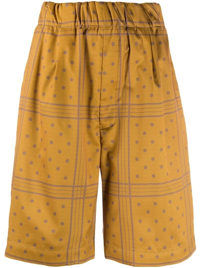 Jejia Polka-dot Print High-rise Wide-leg Satin Shorts In Yellow