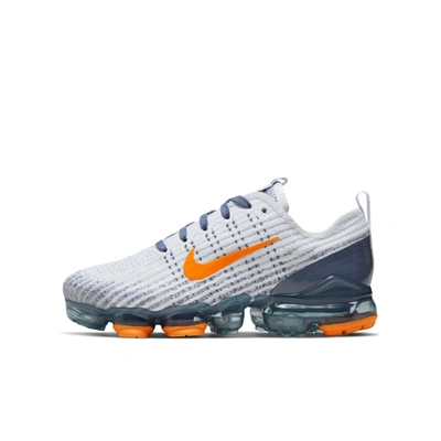 Nike Big Kids' Air Vapormax Flyknit 3 Running Shoes In White/diffused Blue/hyper Crimson