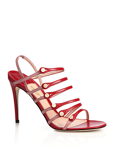 Gucci Aneta Leather Ladder-strap 95mm Sandal, Carmine Rose In Red ...