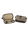 Bey-berk 7-piece Suede Toiletry Bag, Stainless Steel Manicure & Grooming Set In Brown