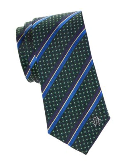 Roberto Cavalli Striped & Dot Silk Tie In Blue