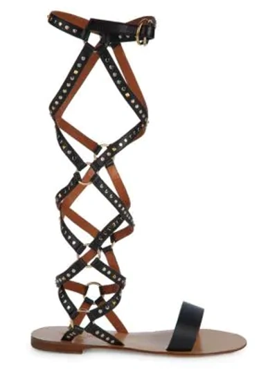 Valentino Garavani Studded Gladiator Sandals In Nero