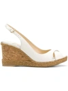 Jimmy Choo Amely 80 Leather Slingback Wedges In White