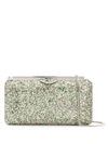 Jimmy Choo Ellipse Coarse Glitter-embellished Clutch In Green