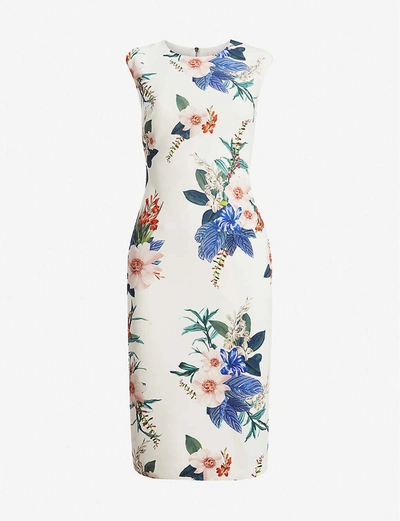 Ted Baker Jamboree Sharley Stretch-woven Midi Bodycon Dress In White