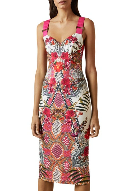 Ted Baker Samba Kloeey Graphic-print Bodycon Stretch-woven Midi Dress In  Ivory | ModeSens