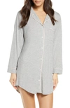 Eberjey Gisele Stretch Jersey Sleep Shirt In Heather Grey/sorbet Pink