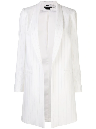 Alice And Olivia Kylie Stripe Longline Blazer In White