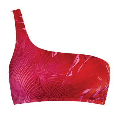 Versace One-shoulder Leaf Print Bikini Top