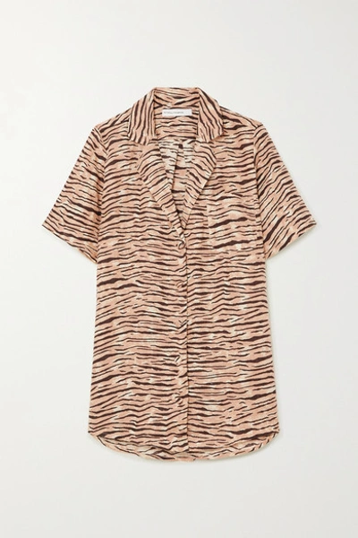 Faithfull The Brand + Net Sustain Charlita Tiger-print Linen Shirt In Brown
