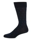 Bruno Magli Polka-dot Mid Calf Socks In Black