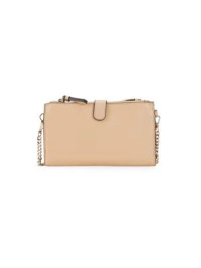 Saks Fifth Avenue Leather Double-zip Wallet-on-chain In Nude