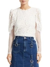 See By Chloé Lace Sheer-sleeve Blouse In Smooth Brown
