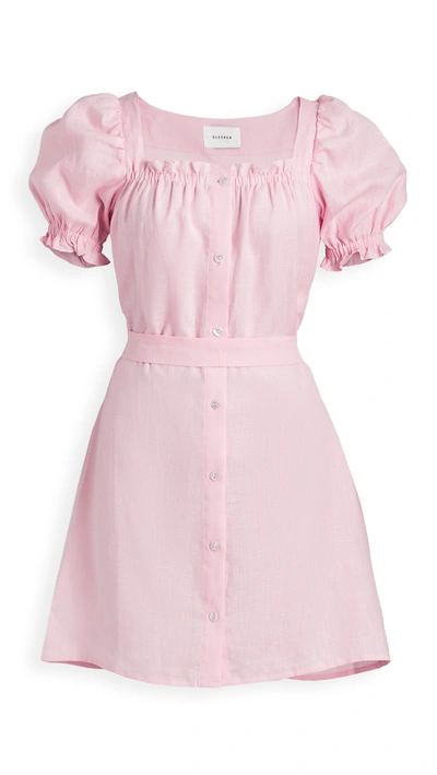 Sleeper Brigitte Linen Mini Dress In Pink