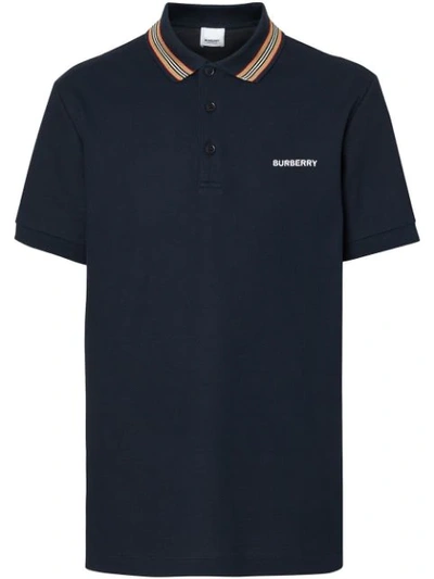 Burberry Johnston Icon Stripe Short Sleeve Piqué Polo In Uniform Blue