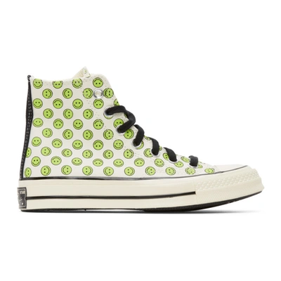 Converse Off-white And Green Happy Camper Chuck 70 High Sneakers In Lemongrass