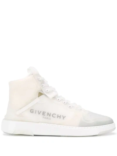 Givenchy Wing Logo-print Leather-trimmed High-top Trainers In White