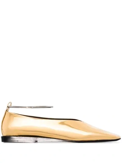 Jil Sander Anklet-detail Ballerina Shoes In Gold