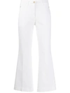 Slowear High-rise Cropped Kick-flare Trousers In White