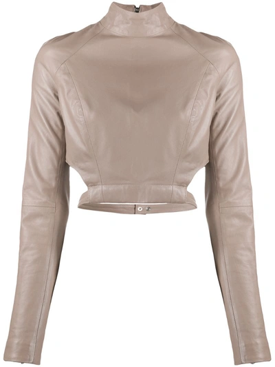 Manokhi Jules Leather Blouse In Neutrals