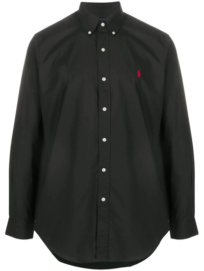 Polo Ralph Lauren Embroidered Logo Cotton Shirt In Black