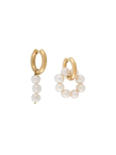 Timeless Pearly Pearl-embellished Hoop Earrings In Gold