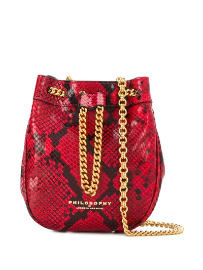 Philosophy Di Lorenzo Serafini Bucket Bag In Python Embossed Leather In Red