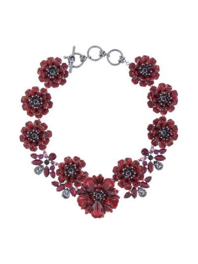 Marchesa Poppy Floral Necklace In Red
