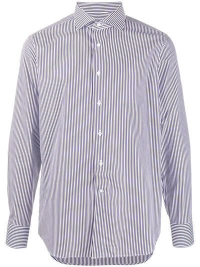 Canali Striped Classic Shirt In Blue