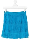 Alberta Ferretti Teen Fringe Detail Skirt In Blue