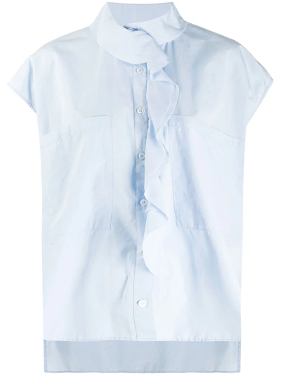 Barena Venezia Ruffled Trim Buttoned Shirt In Blue