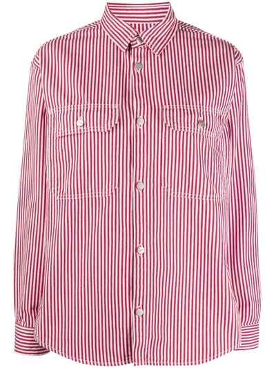 Carhartt Striped Button-up Jacket In Red