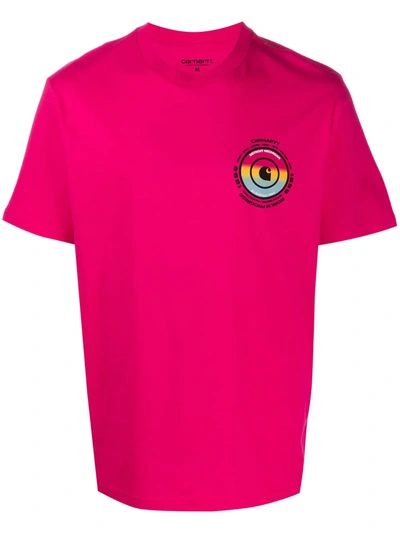 Carhartt Logo Print Short Sleeve T-shirt In Fuchsia,pink