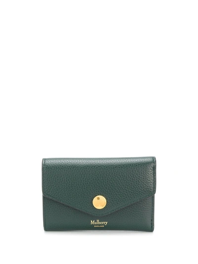 Mulberry Envelope Logo Wallet In Green