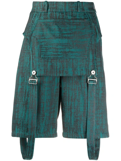 Thebe Magugu Patterned Dungaree Shorts In Green