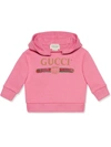Gucci Babies' Logo Print Hooded Sweatshirt In Pink
