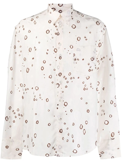 Cmmn Swdn Abstract-print Long Sleeve Shirt In Brown Dot