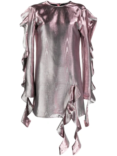 Ellery Ruffled Metallic Effect Dress In Pink
